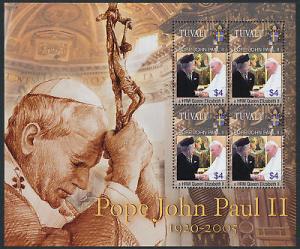 Tuvalu 971 Sheet MNH Pope John Paul II, Queen Elizabeth