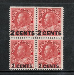 Canada #139v Very Fine Mint Block Essay Overprint One Is Larger **With Cert.**