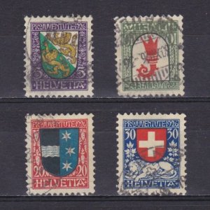 SWITZERLAND 1926, Sc# B37-B40, Coats of arms of cities, Used