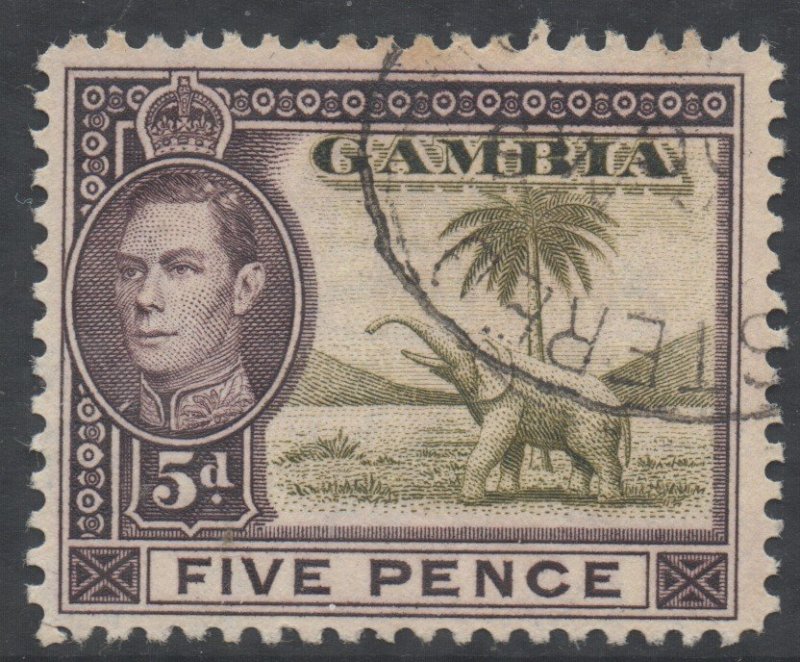 Gambia Scott 136a - SG154a, 1938 George VI 5d used