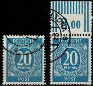 Germany 1945,Sc.#543 used color a and rotary print b with Margin cv.€60