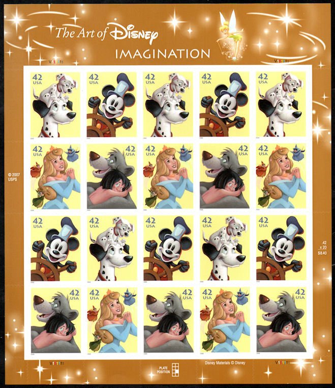 MALACK 4342 - 45a VF/XF NH, 42c The Art of Disney: I..MORE.. sheet4345a