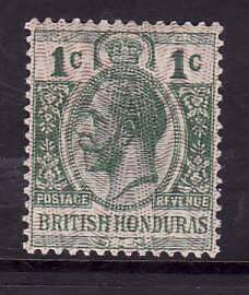 British Honduras-Sc#85- id6-unused NH 1c KGV-Moire overprint-1915-