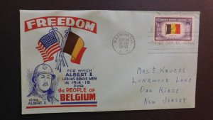 1943 Occupied Nations First Day Cover FDC Belgium Washington DC Oak Ridge NJ