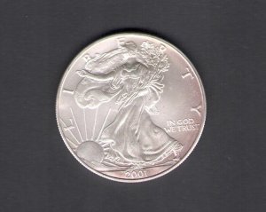 2001 UNITED STATES, $ 1 Liberty (Eagle) Silver BU