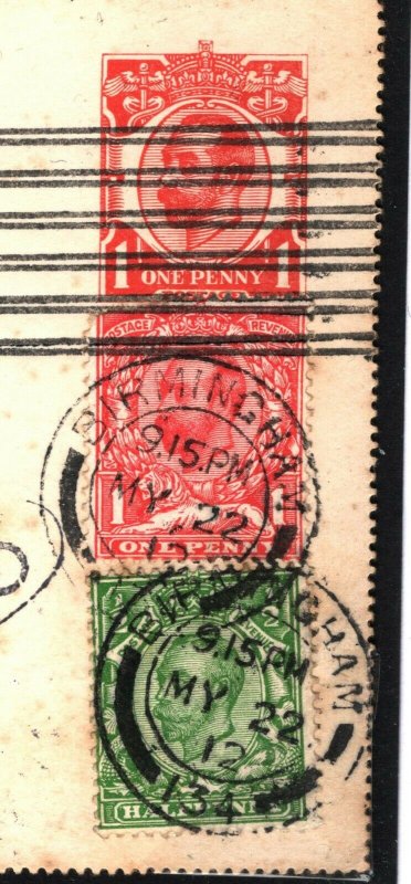 GB Stationery Letter-Card TRIPLE DOWNEY HEAD FRANKING Birmingham 1912 4.3