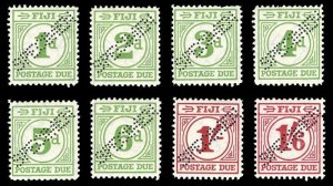 Fiji 1940 Postage Due set perforated SPECIMEN very fine mint. SG D11s-D18s.