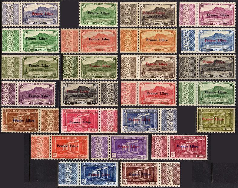 Reunion 181-222,MNH.Mi 219/266. France Libre overprinted,1943.Cascade of Salazie