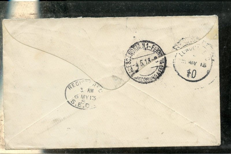 ITALIAN AEGEAN ISLANDS SCARPANTO REGISTERED COVER TO CONSTANTINOPLE DATED 1913 