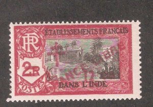 French India 1943,France Libre ,12ca on 2fr,Scott # 203,VF MLH*OG (FC-4)