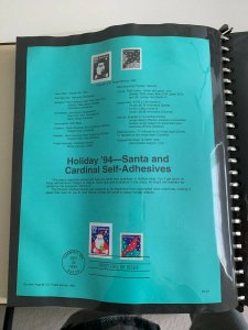 USPS Souvenir Page Scott 2873-2874, 1994 holiday 94 Santa and cardinal stamps