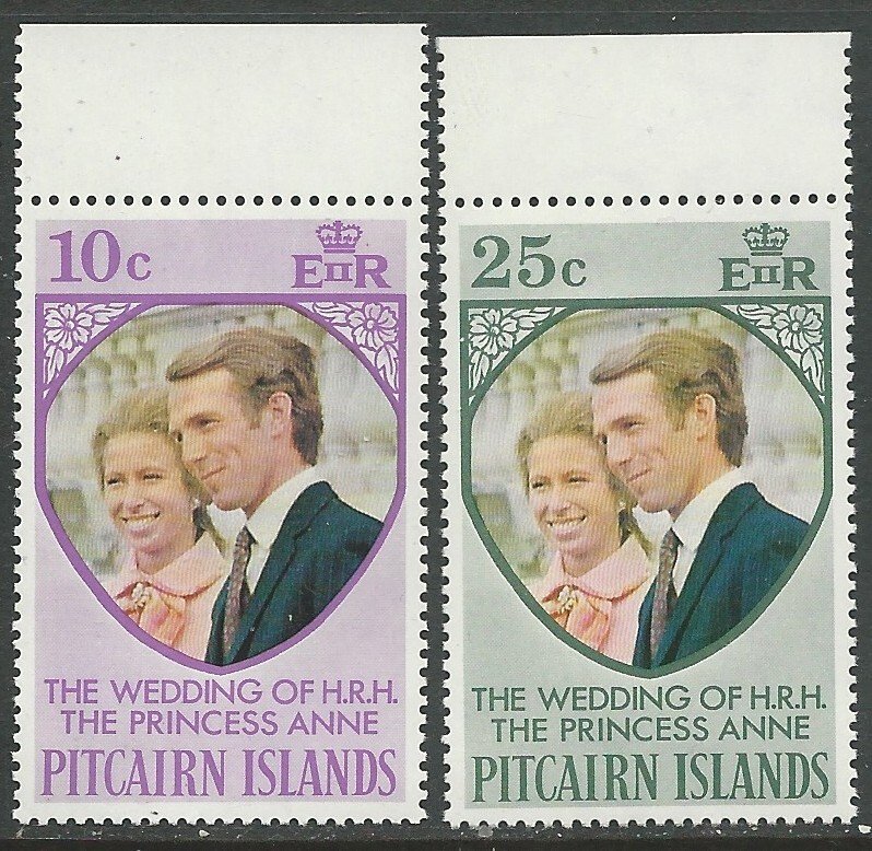 Pitcairn Islands # 135-36 Princess Anne Wedding (2) Mint NH