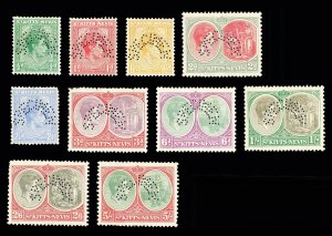 [ST. KITTS & NEVIS] 1938 1½d-5s SG 68-77 (10) Perf ‘SPECIMEN’ Set (MH)