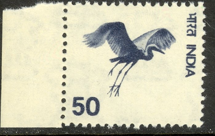 INDIA 1975-88 50p Violet Blue FLYING CRANE Birds Issue Sc 679 MNH