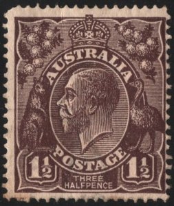 Australia SC#24b 1½d King George V (1918) Used*