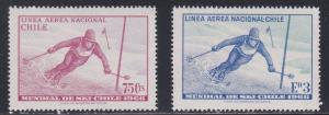 Chile # C266-267, International Skiing Championships, Mint NH, 1/2 Cat.