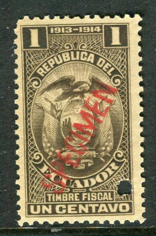 ECUADOR; Early 1900s fine Fiscal issue Mint MNH unmounted SPECIMEN 1c. 