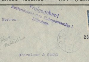 Jaffa 1914 - Russia Levant post Office Palestine cover to Germany Munchen