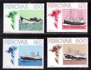 FAROE ISLANDS Scott 24-27 MNH** 1977 Fishing boat set