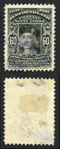 Newfoundland SG79 60c Light Blue pmk (light thin) Cat 22 pounds