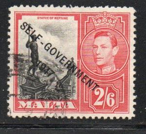 Malta Sc 220 1948 2/6d Neptune Self Government ovpt stamp used