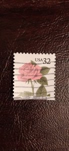 US Scott # 2492; used 32c Pink Rose from 1995; VF centering