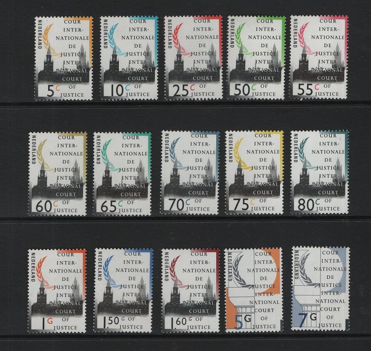 Netherlands  #O44-O58  MNH  1989-94 for international court of justice