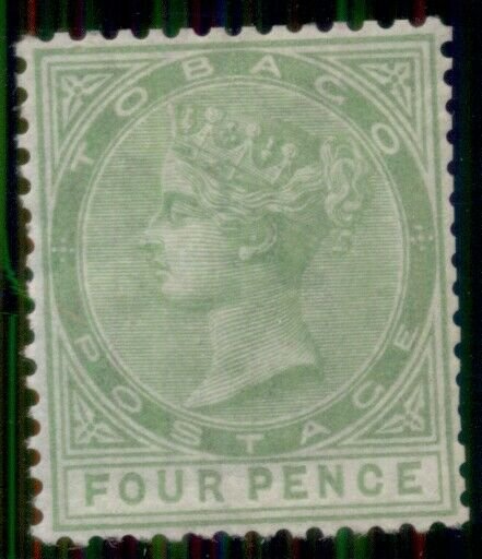 TOBAGO #10, 4p yellow green, og, LH, F/VF, Scott $325.00