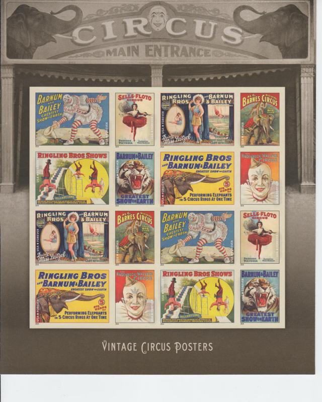 2014 USA Vintage Circus Poster Imperf Sheet (Scott NA) MNH