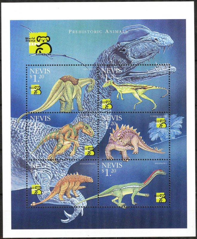 Nevis 1999 Prehistory Animals Dinosaurs Sheets MNH