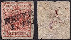 Austria - 1850 - Scott #3 - used - Type III - NEUERN pmk Czech Republic