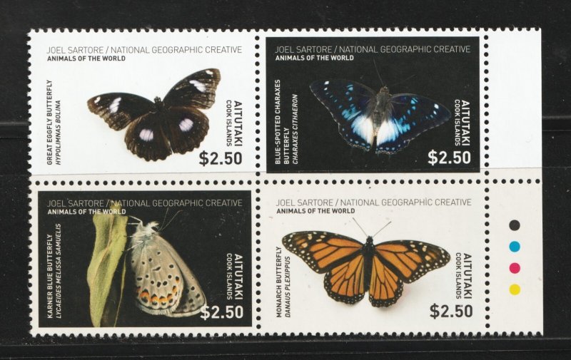 2017 Aitutaki Cook Islands Sc# 662, Butterflies, Insects, Fauna. MNH Cv$14.50
