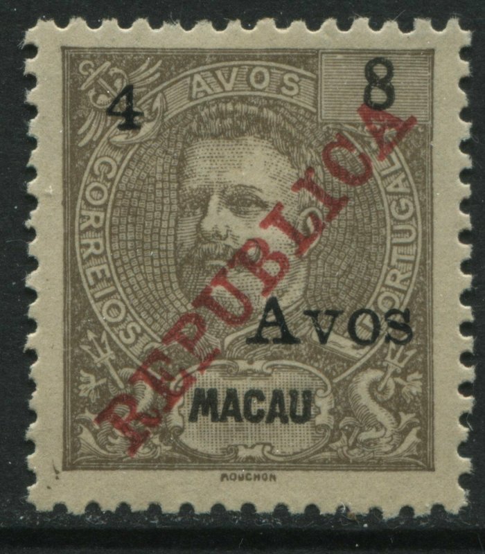 Macao 1913 4a on 8a REPUBLICA mint o.g. hinged