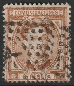 Spain 1876 Sc 222 used rombo de puntos cancel