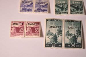 Italy Trieste Scott# 58-69 MNH OG Pairs + Single 1949 Full Set Mint AMG FTT ovpt