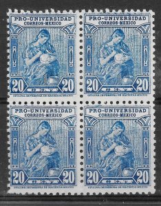 MEXICO SG547 1934 NATIONAL UNIVERSITY 20c BLUE MNH BLK OF 4