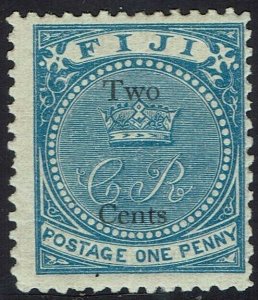 FIJI 1872 CR MONOGRAM TWO CENTS ON 1D