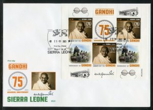 SIERRA LEONE 2023 75th MEMORIAL ANNIVERSARY OF MAHATMA GANDHI SHEET III FDC