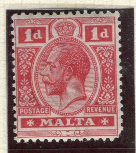 MALTA; 1914 early GV issue fine Mint hinged Shade of 1d. value