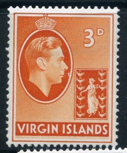 BRITISH VIRGIN ISLANDS;  1938 GVI issue fine Mint hinged 3d. value SG 115a[ 2 ]