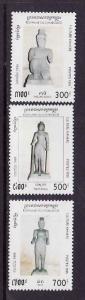 D4-Cambodia-Sc#1431-3-unused NH set-Statues-1995-