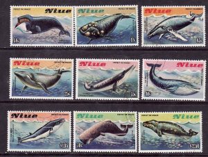 Niue-Sc#380-8- id9-used set-Marine Life-Whales-1983-