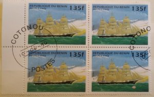 Republique du Benin 1997 Sailing Ships Blocks of 4 Boats Nautical