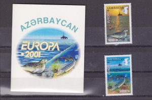 AZERBAIJAN 714-715 booklet nad singles mint never hinged sturgeon
