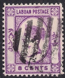Labuan 1892 - 93 QV 8ct Violet used SG 41 ( F616 )