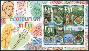 Fiji 719 sheet,MNH. Eco tourism,1995.Waterfalls,Iguana,Tree Frog,Flying fox.