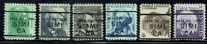 US:1968 6 PROM AMS issue with precancels (L-2ITS) from SIMI CA SCARCE INTEGRAL!