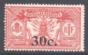 Vanuatu New Hebrides Scott 41 - SG F39, 1924 Idols 30c on 10c MH*