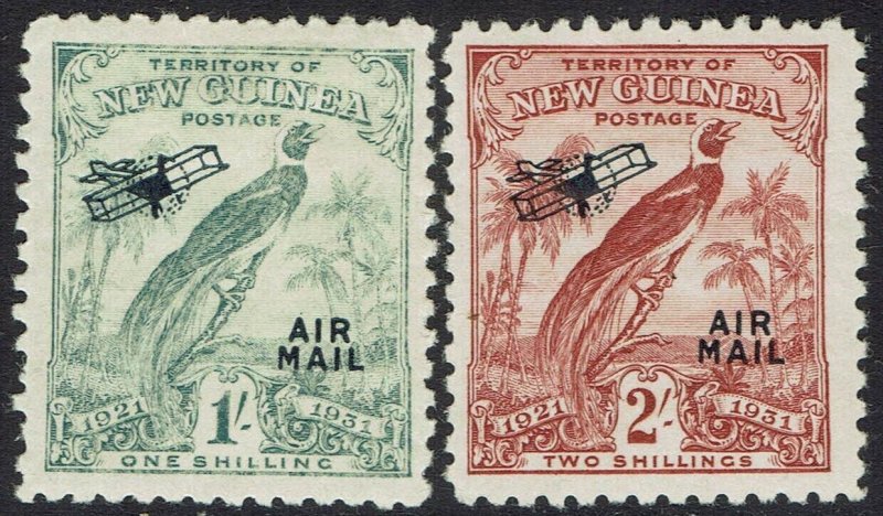 NEW GUINEA 1931 DATED BIRD AIRMAIL 1/- AND 2/-