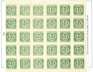Railways: 1920 Dublin & South Eastern complete sheet of 30.  Exhibition Quality!